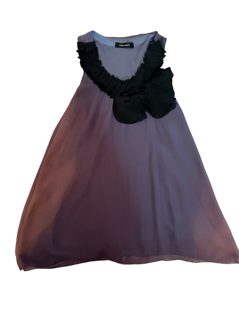Peridot Gunmetal Gray Sleeveless Blouse Black Ruffle